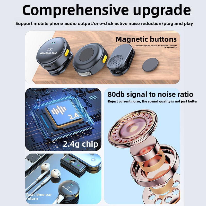 Clip-on 2-in-1 Wireless Live Streaming Microphone