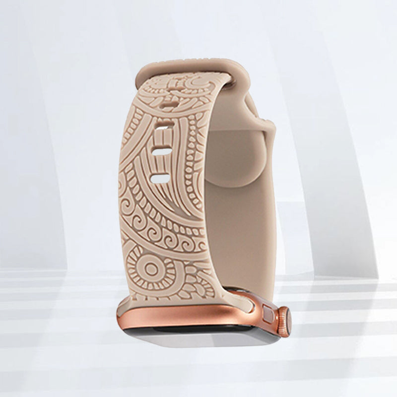 Engraved Apple Watch Band Features personalized engraved patterns for a unique aesthetic.