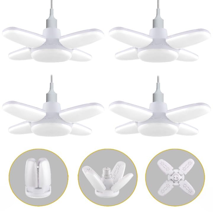 Charkee 25W Cool Day Mini fan Blade 4 Leaf Foldable LED Bulb with Angle Adjustable Ceiling Lights Home Pack of 4