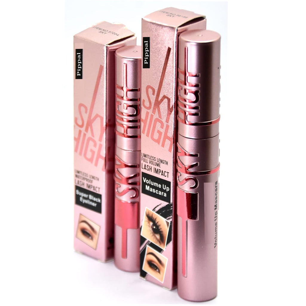 Pippal Sky High Eyeliner 1 Pcs with Mascara Ultra Volume Up Volumizing Mascara for Bold And Dramatic Lashes Long Lasting Waterproof 10Gm (Pack of 1)
