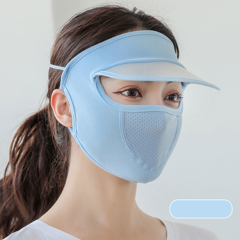 Sunscreen Mask With Brim Ice Silk Face Cover UV Protection Visor