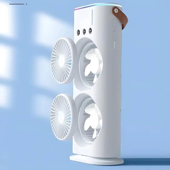 Double Ended Spray Fan, Desk Fan with Mist Spray, Travel Cooler Fan, USB Rechargeable Mini Desktop Table Cooling Fan for Office