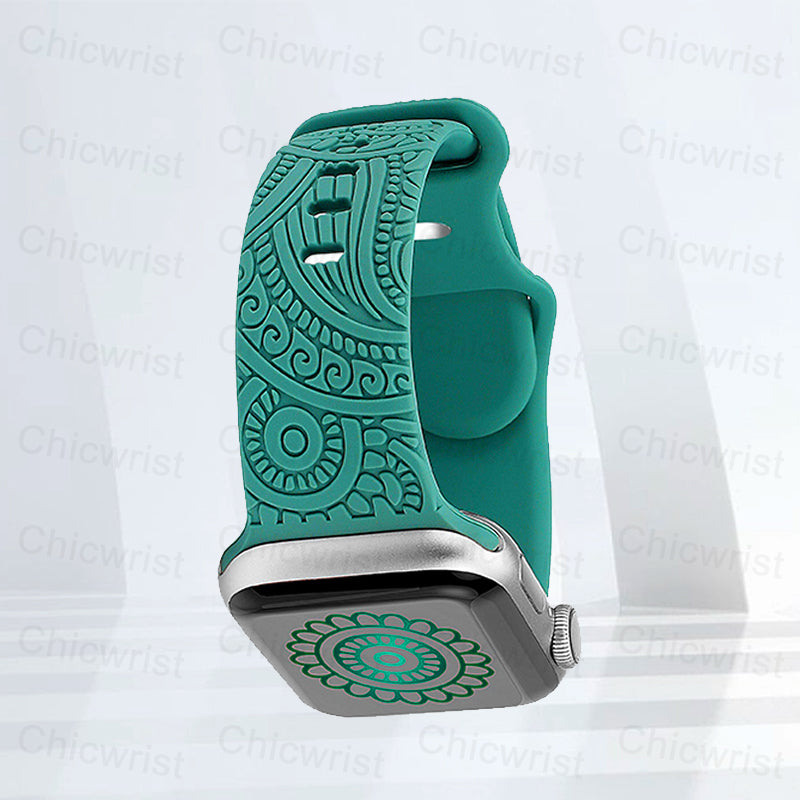 Engraved Apple Watch Band Features personalized engraved patterns for a unique aesthetic.