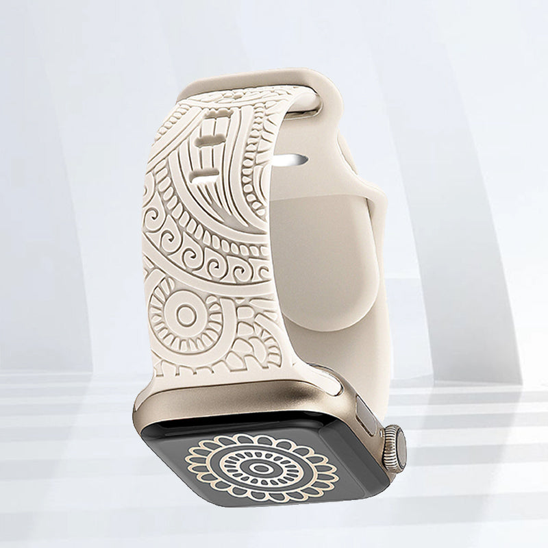 Engraved Apple Watch Band Features personalized engraved patterns for a unique aesthetic.