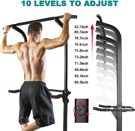 Sport Power Tower Workout Dip Station Pull Up Bar, Height Adjustable Multi-Function Dip Stand For Home Gym Strength Training Fitness Equipment