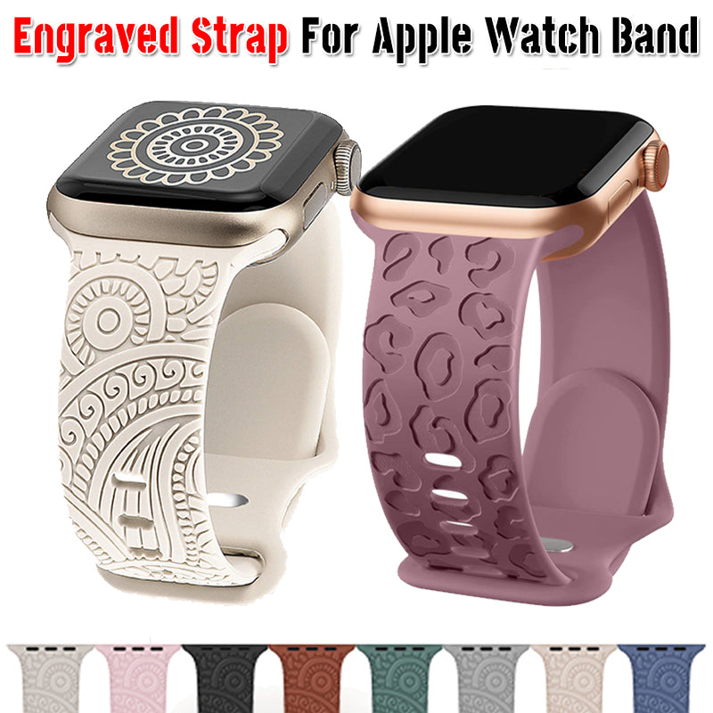 Engraved Apple Watch Band Features personalized engraved patterns for a unique aesthetic.