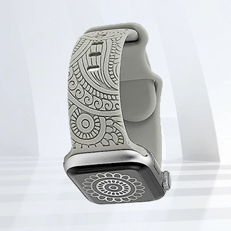 Engraved Apple Watch Band Features personalized engraved patterns for a unique aesthetic.