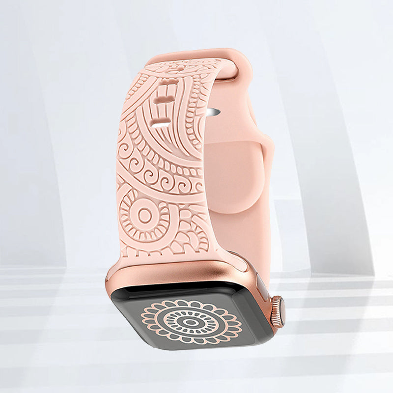 Engraved Apple Watch Band Features personalized engraved patterns for a unique aesthetic.